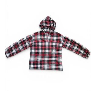Unbranded Plaid Hoodie Women Size L Red Black Good Flannel Pullover V-Neck